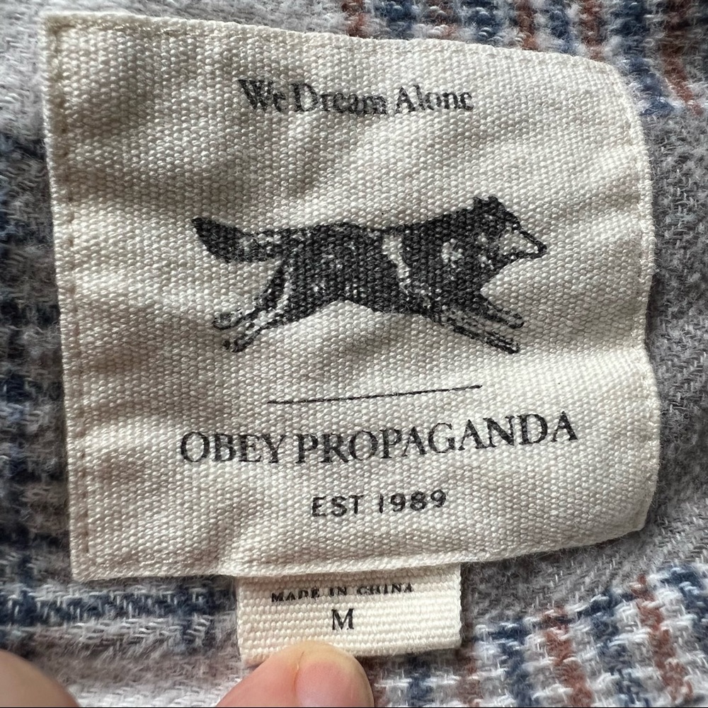 Obey Plaid Patchwork Oversized Relaxed Fit Soft Hoodie Size M - Picture 13 of 14